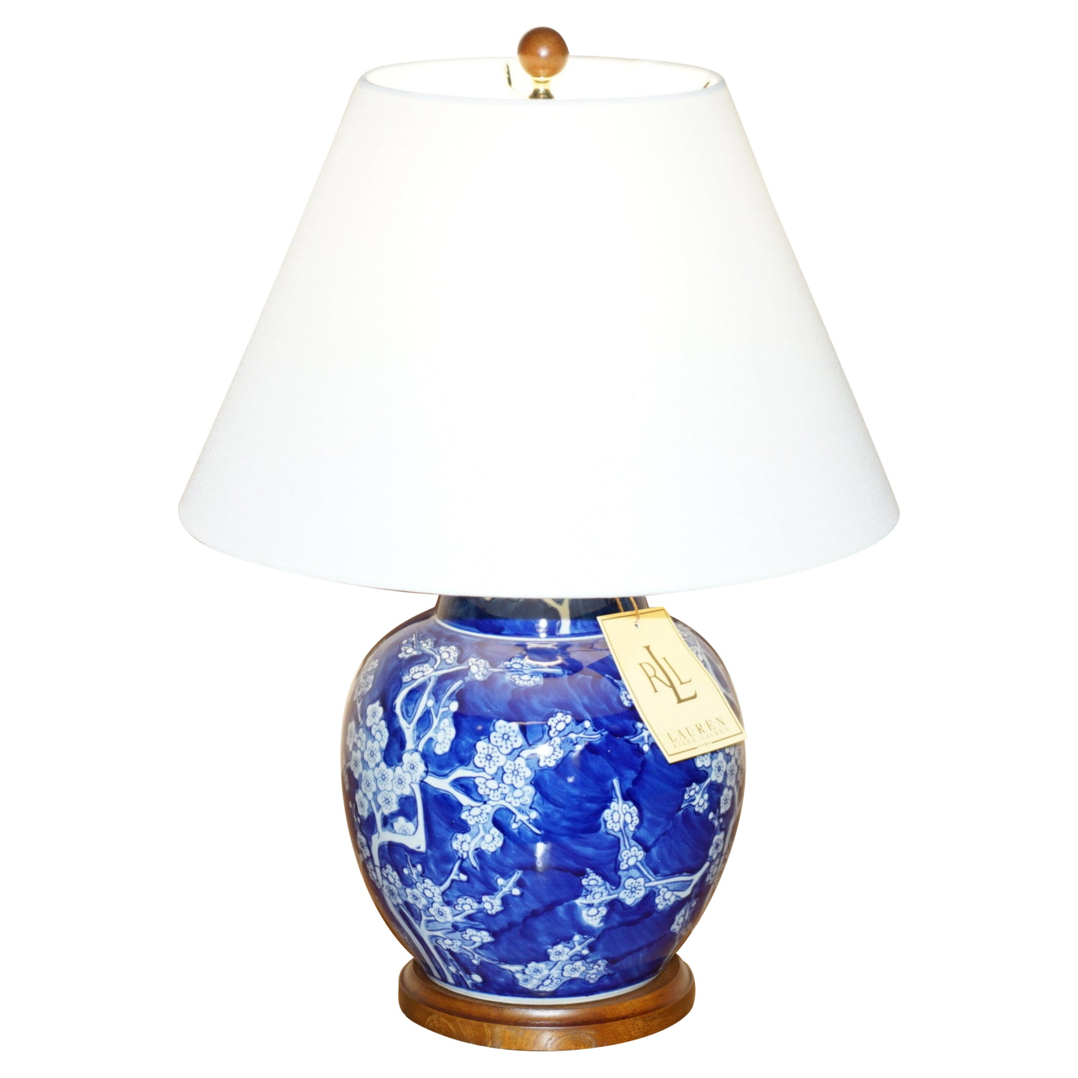 1 OF 6 BRAND NEW BOXED RALPH LAUREN COBALT BLUE & WHITE CHINESE PORCELAIN LAMPs For Sale