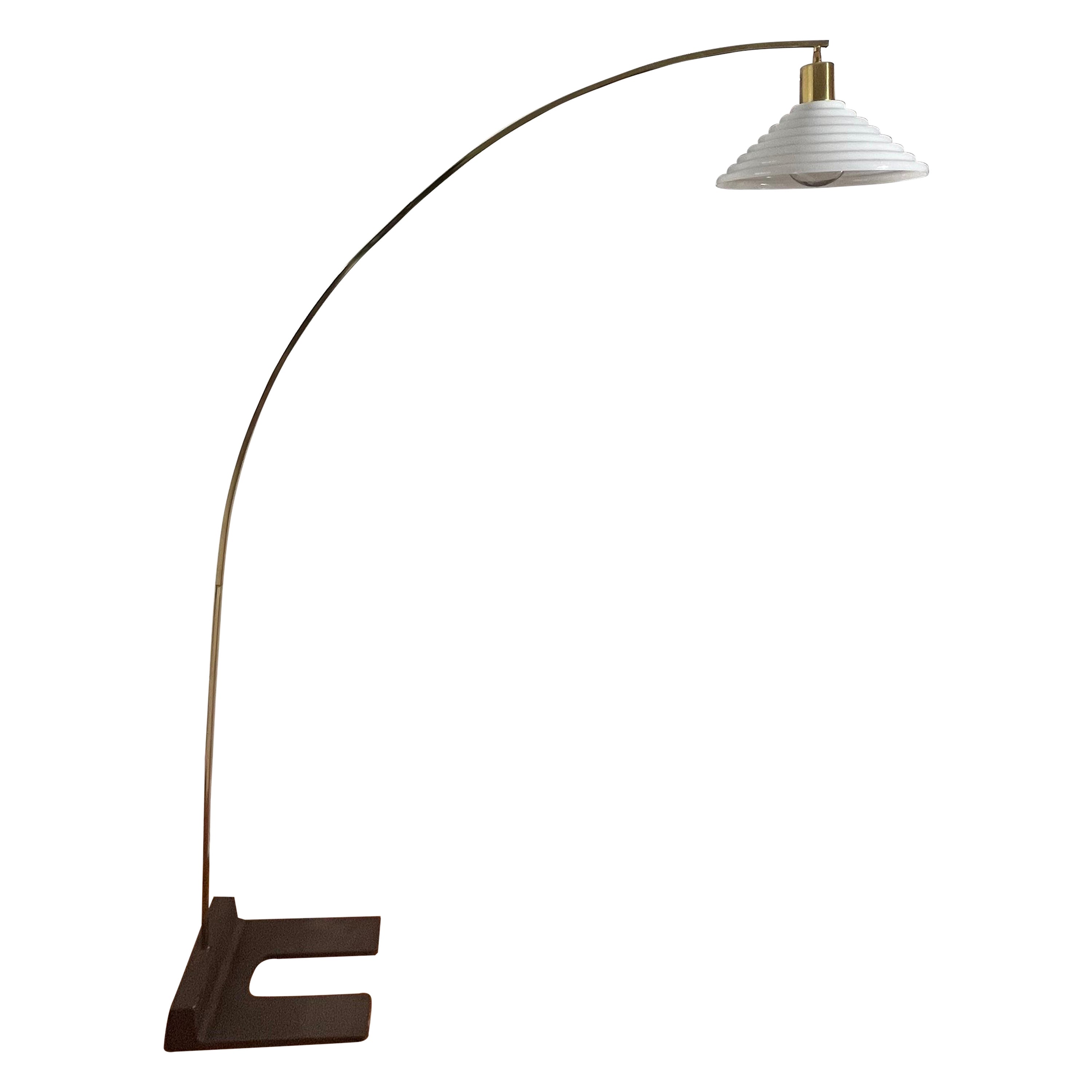 Mid Century Brass Arc Floor Lamp For Sale