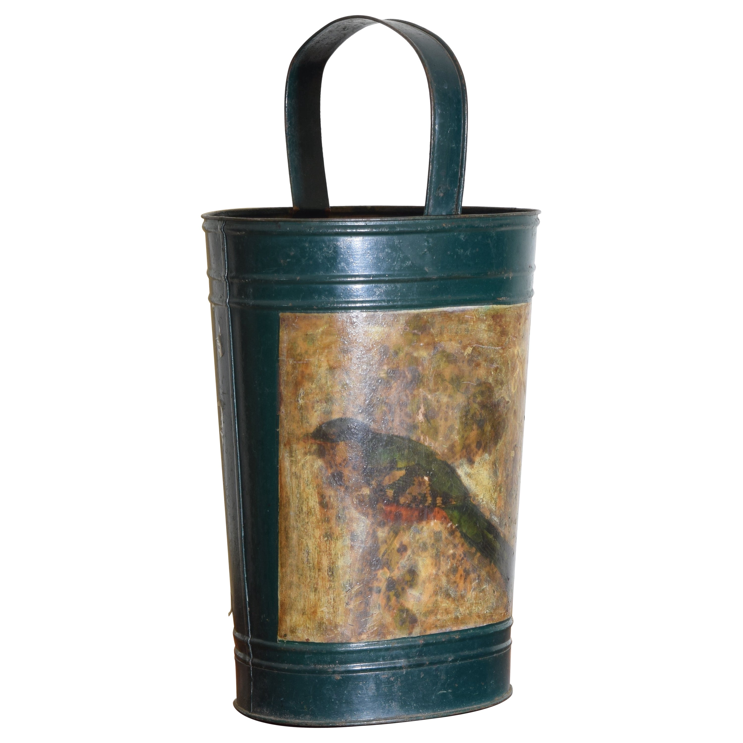 Mid-20th Century French Painted Decorative Bucket or Umbrella Stand For Sale