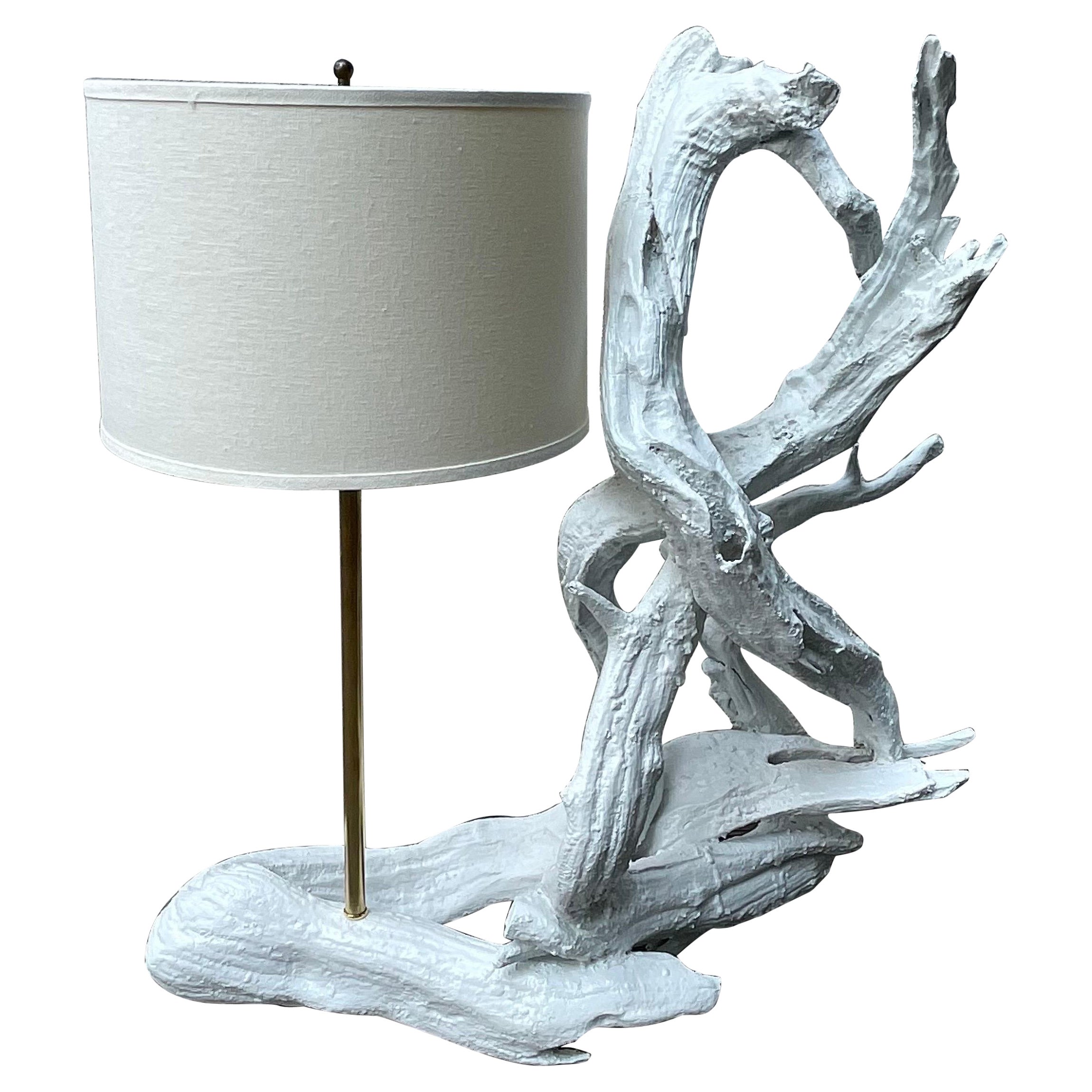 White Table Lamp Sculptural Driftwood Mid Century, Catskills NY, 1950's For Sale