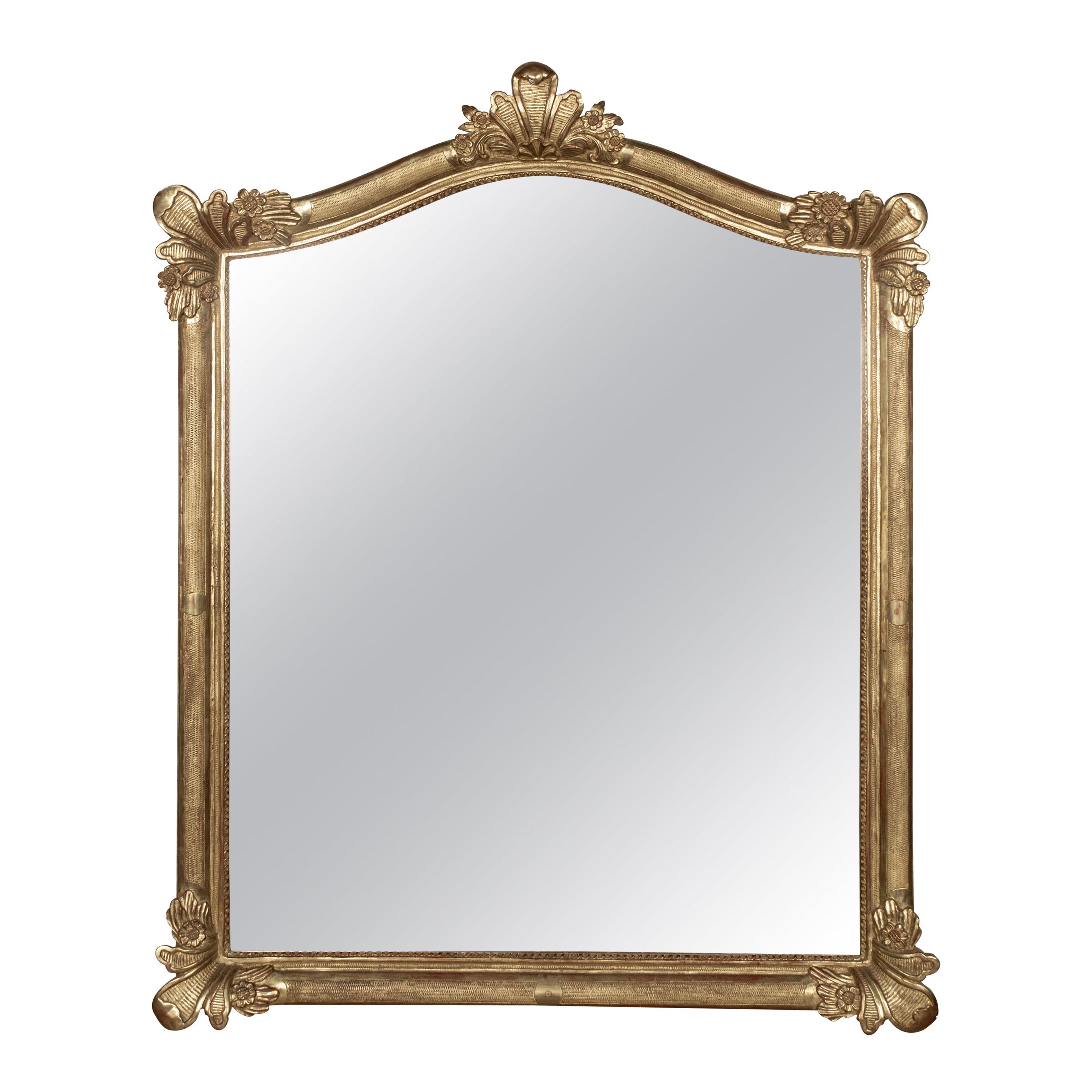 French Louis XV Style Giltwood Mirror With Cartouche For Sale