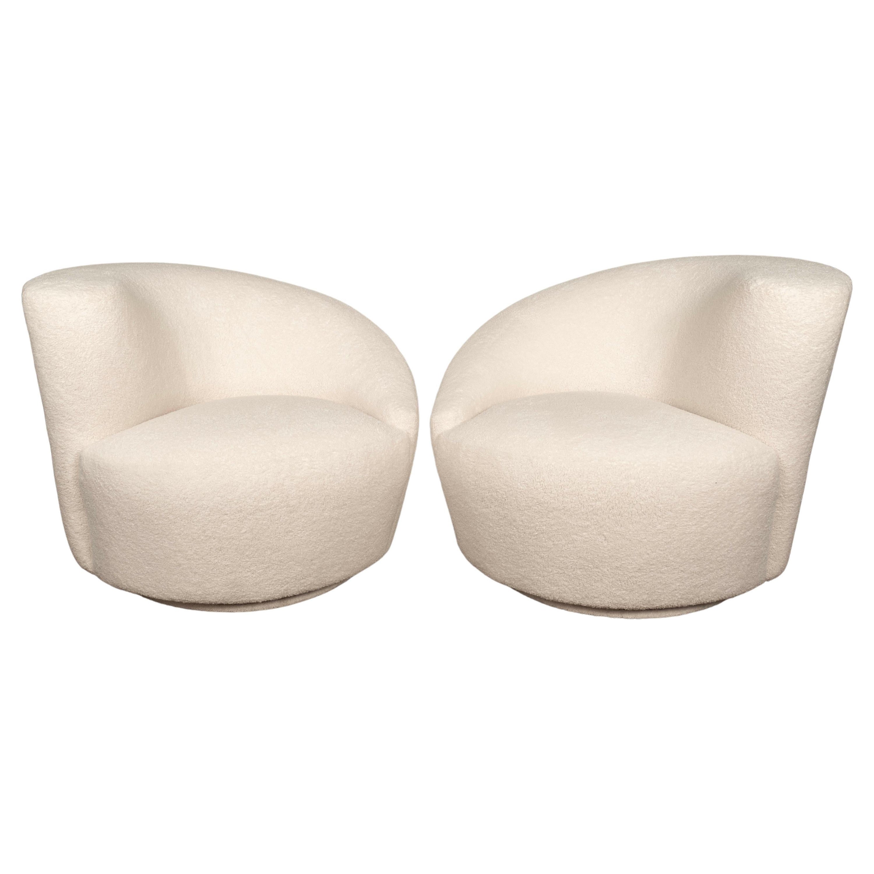Pair of Vladimir Kagan for Directional Style Nautilus Swivel Chairs For Sale