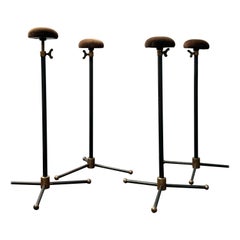 Set Four Antique Vintage Brass Velvet Harris & Sheldon Shop Display Hat Stands