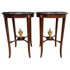Antique Pair Of Marble Top And Bronze Mounted Side Tables