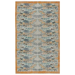 Vintage Zeki Muren rug in Blue and Orange, with Floral patterns from Rug & Kilim