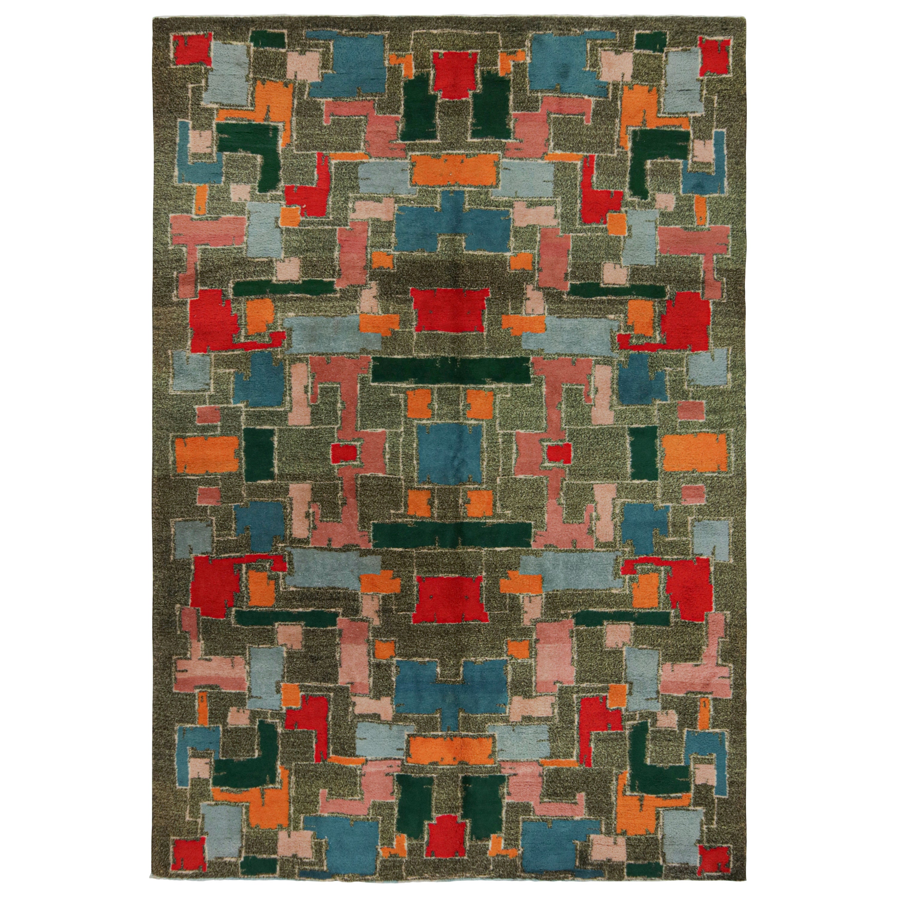 Vintage Zeki Müren Art Deco Teppich, mit geometrischen Mustern, von Rug & Kilim im Angebot