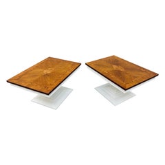 Retro Burled Walnut Side Tables - Set of 2