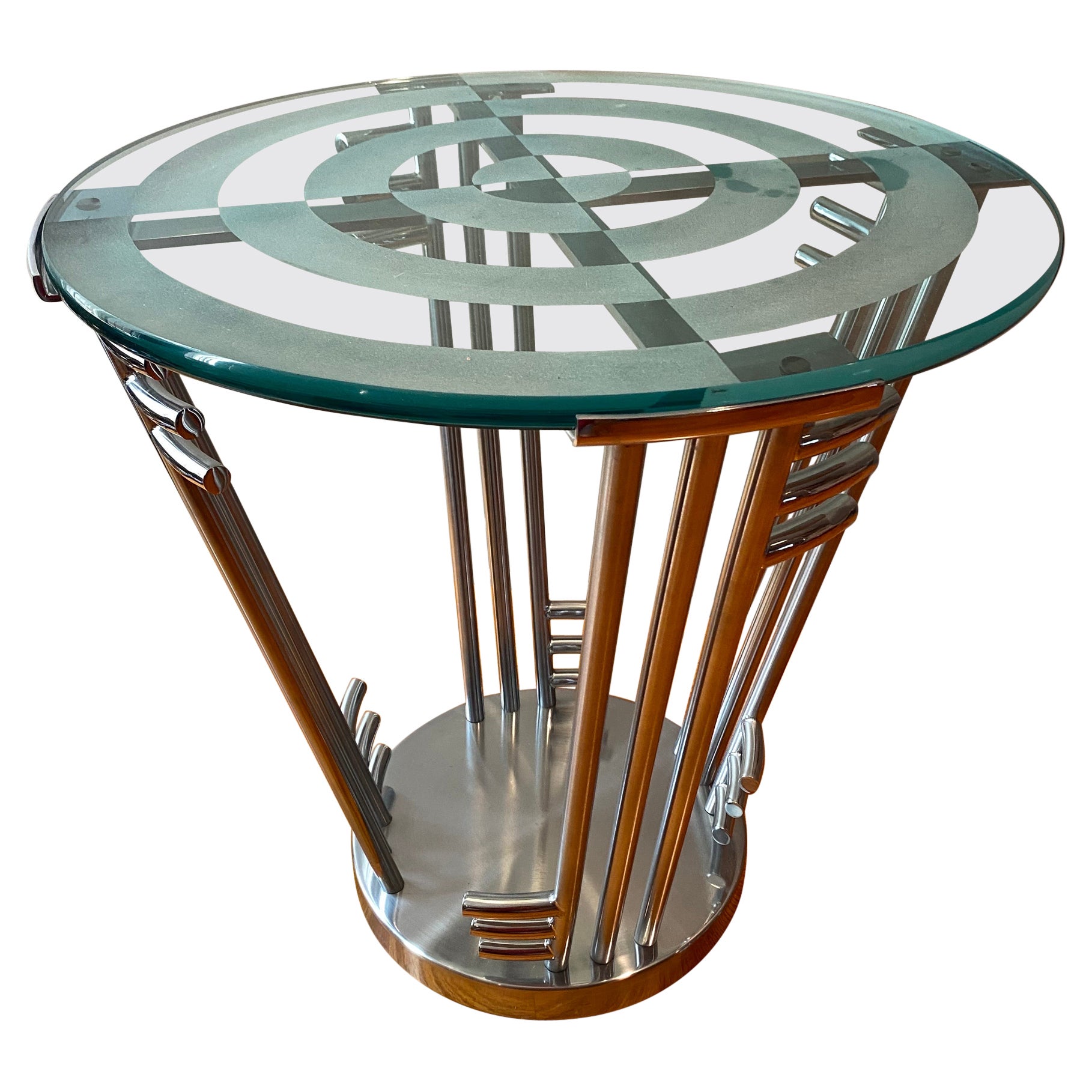 Jay Spectre "DeLanay" Round Chrome and Glass Table For Sale