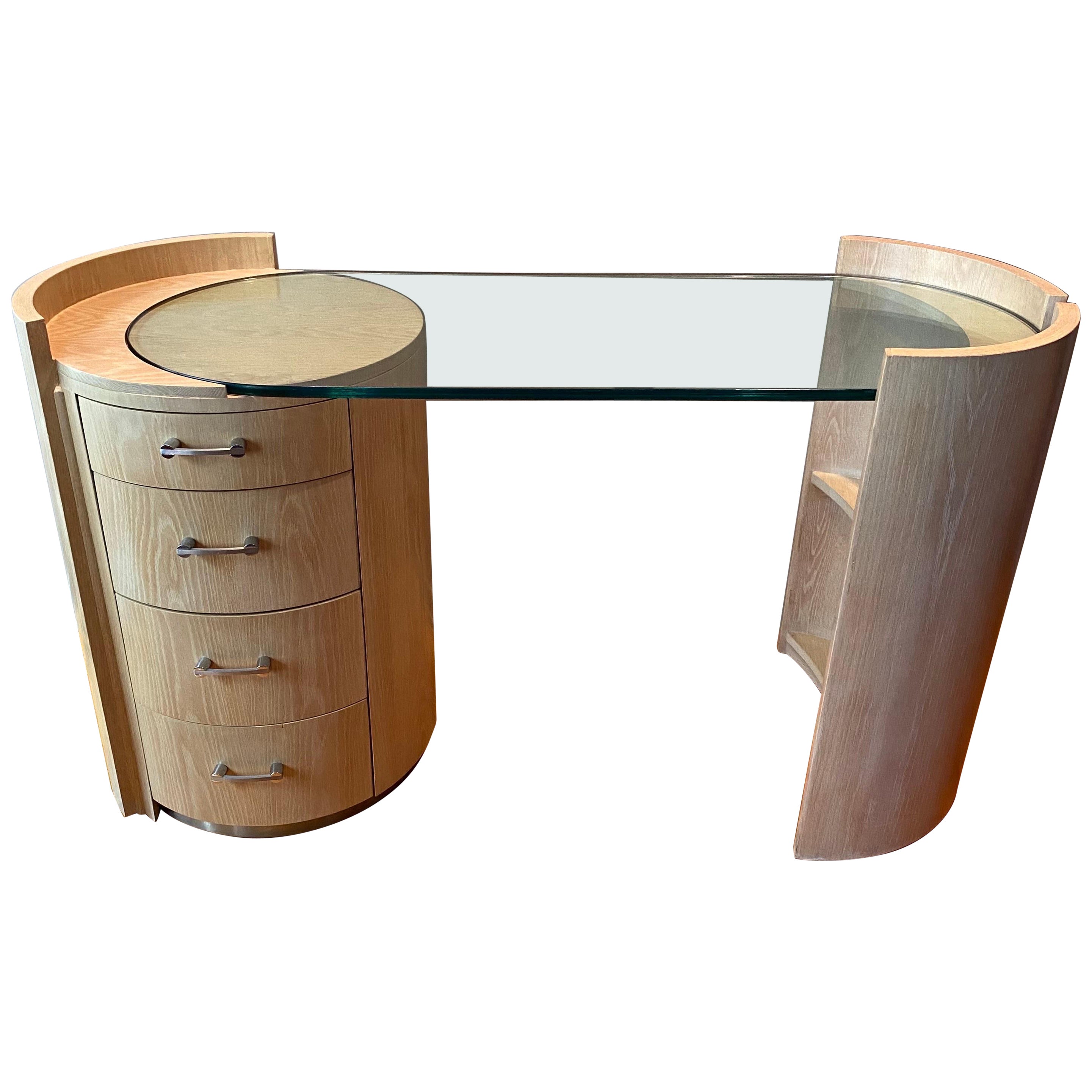 Jay Spectre Barrel Desk with Glass Top