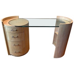 Jay Spectre Barrel Desk with Glass Top