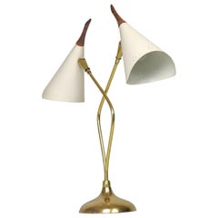 1950s Laurel  Twin Shade Brass Table Lamp , USA 