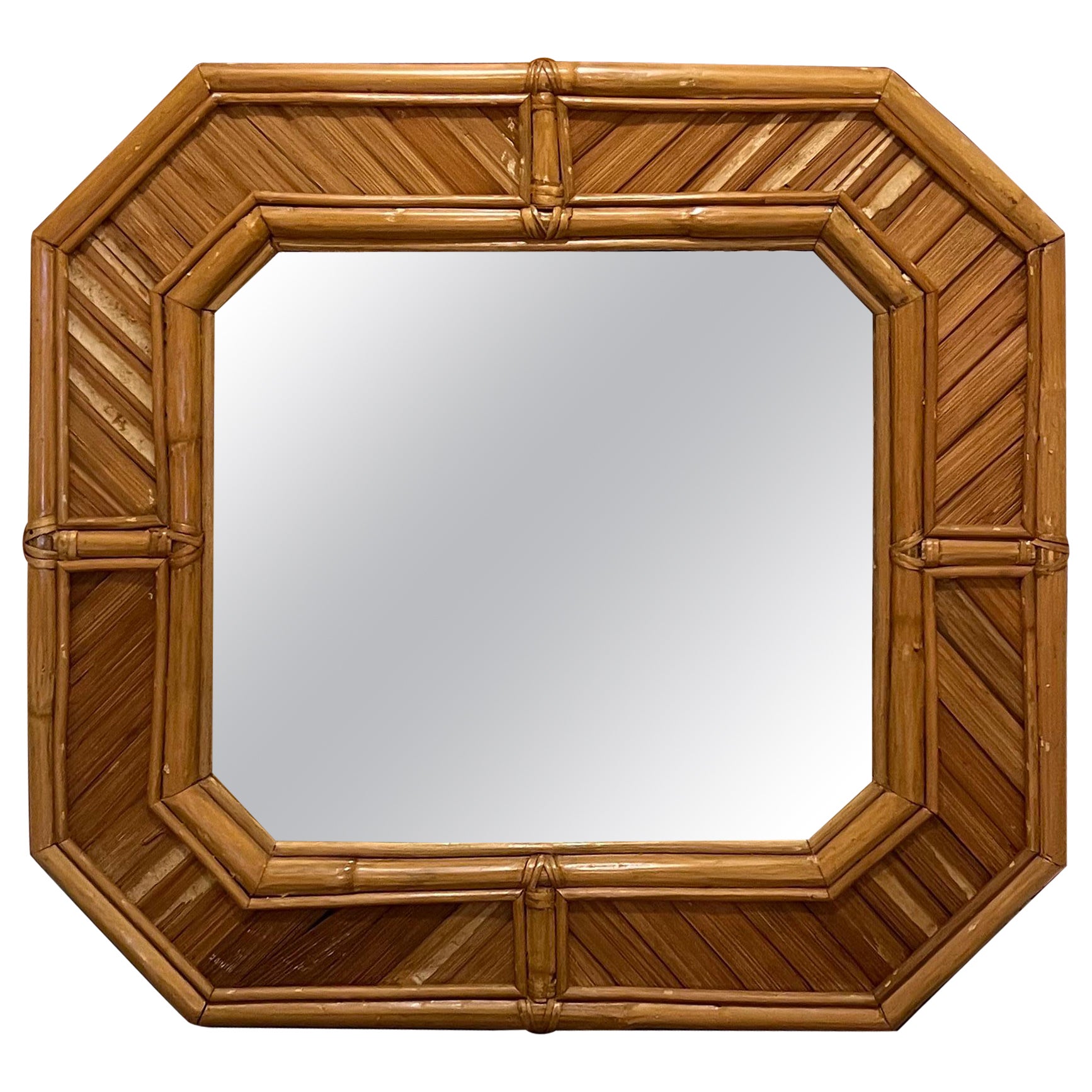 Rounded Square Bamboo Mirror For Sale
