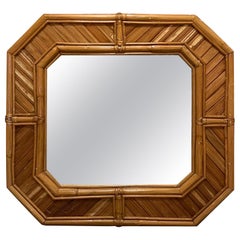 Retro Rounded Square Bamboo Mirror