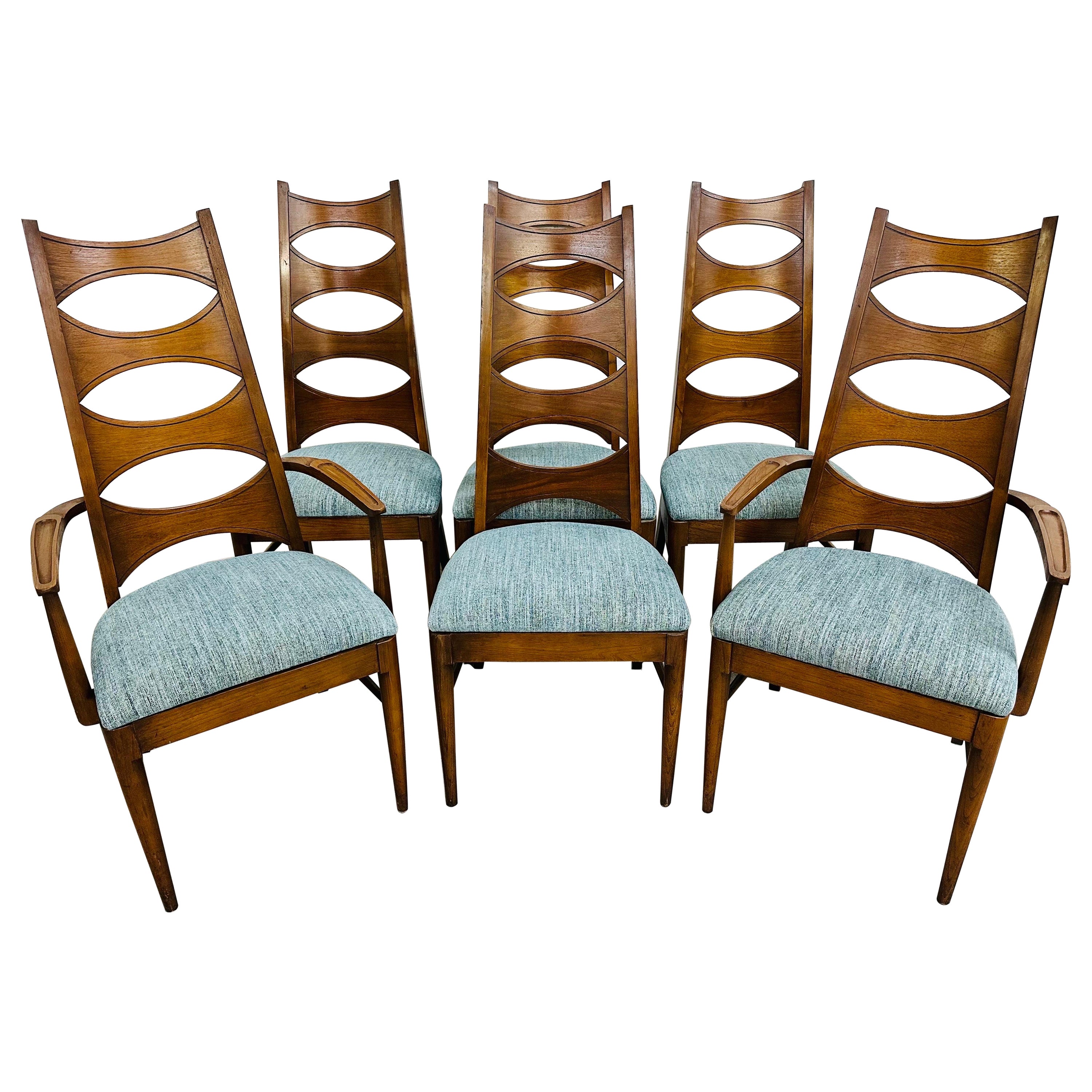 Mid-Century Modern Kent Coffey Perspecta Walnut Dining Chairs - Set of 6