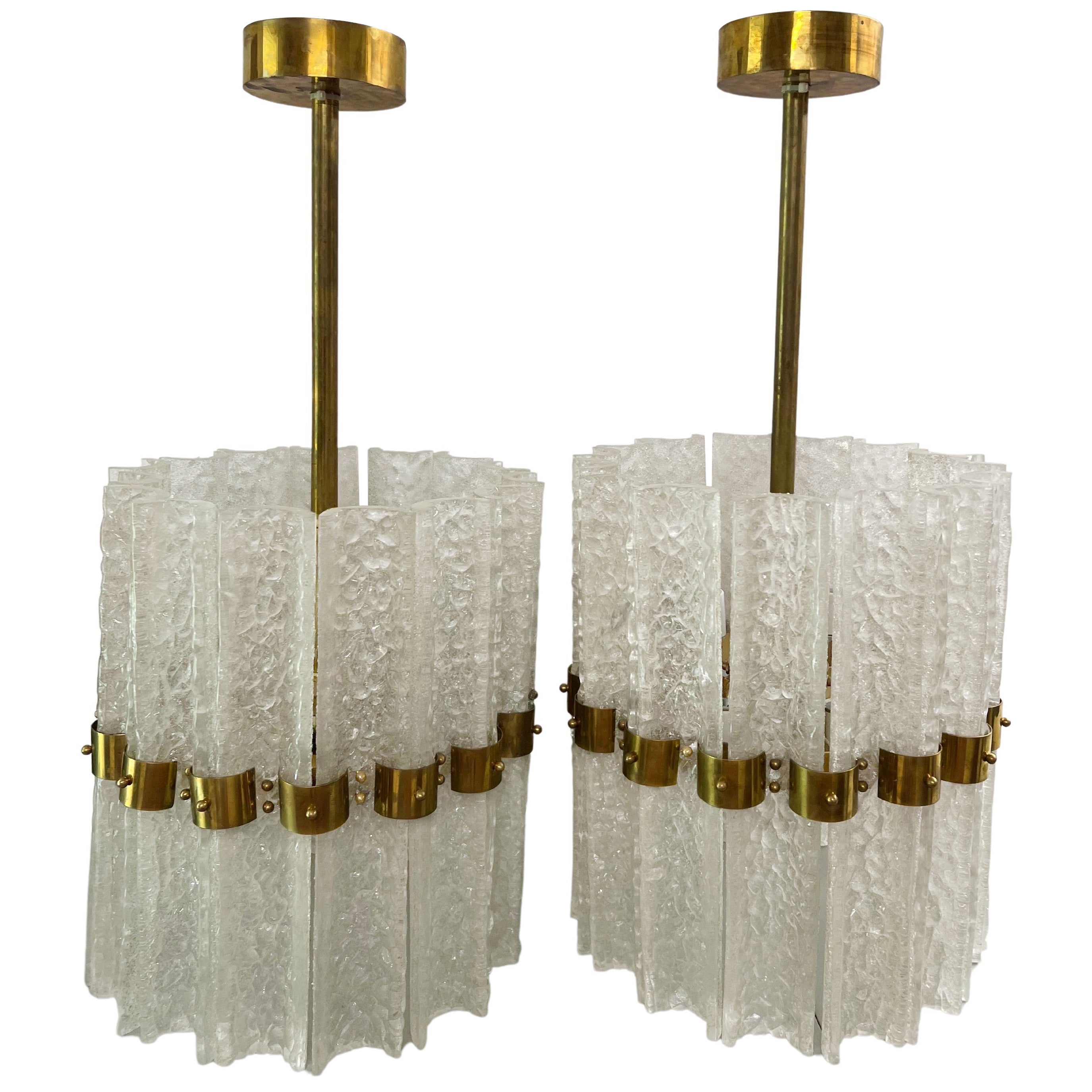 Pair of Very Large Crystal Orrefors Chandeliers by Carl Fagerlund For Sale