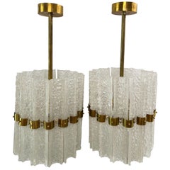 Pair of Large Crystal Orrefors Chandeliers by Carl Fagerlund 