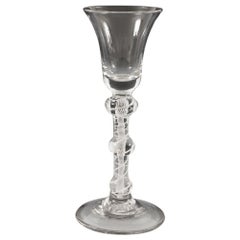 Georgian Cotton Twist Wine Glass -  Triple Knop c1760