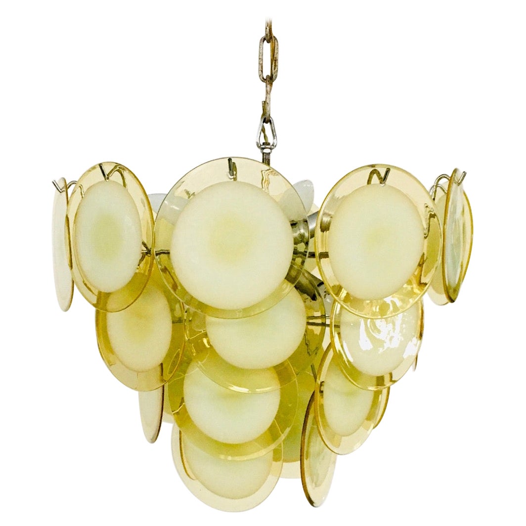 Midcentury Italian Design Murano Glass Disc Chandelier by Vistosi for Venini