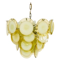 Vintage Midcentury Italian Design Murano Glass Disc Chandelier by Vistosi for Venini