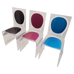 Acrila 90s bleu, black, pink set of dining Chairs Lucite J.C.Castelbajac