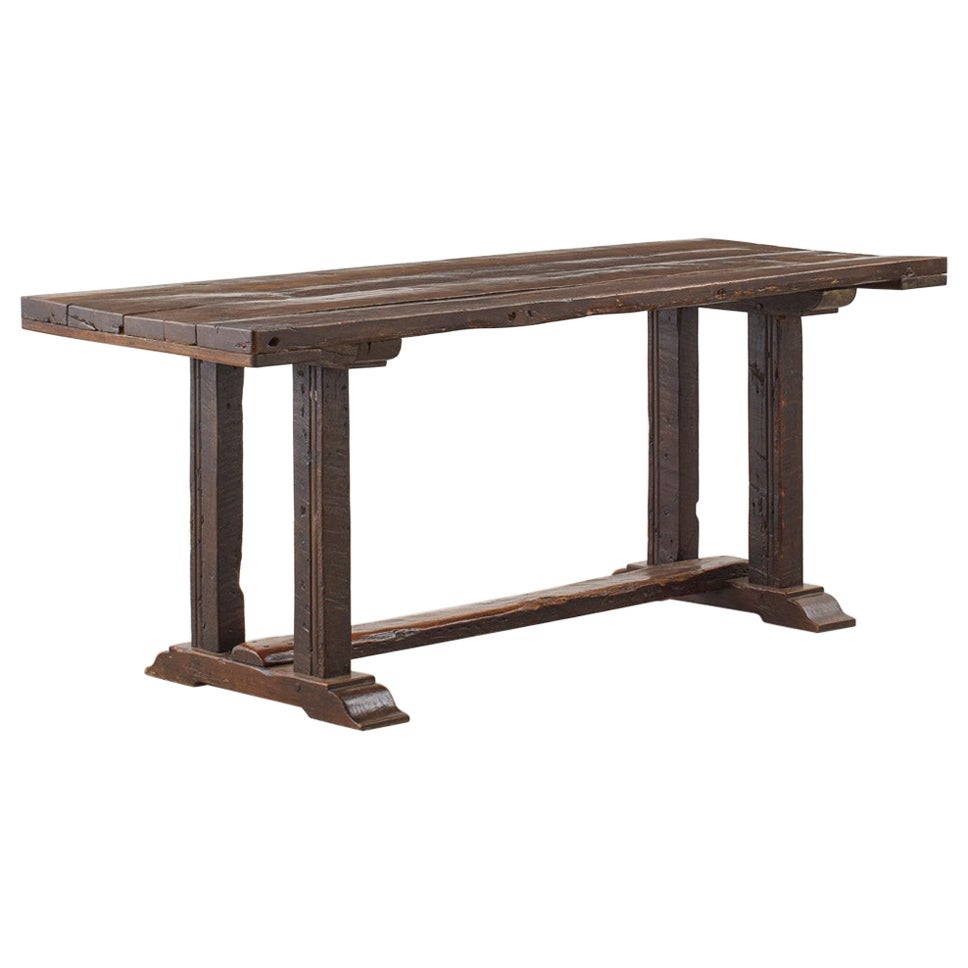 Table de réfectoire de ferme ou de monastère en chêne antique du 18e siècle en vente