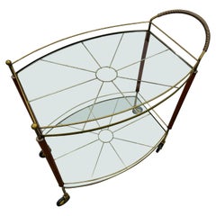 Mid-Century Modern Brass & Glass Bar Cart
