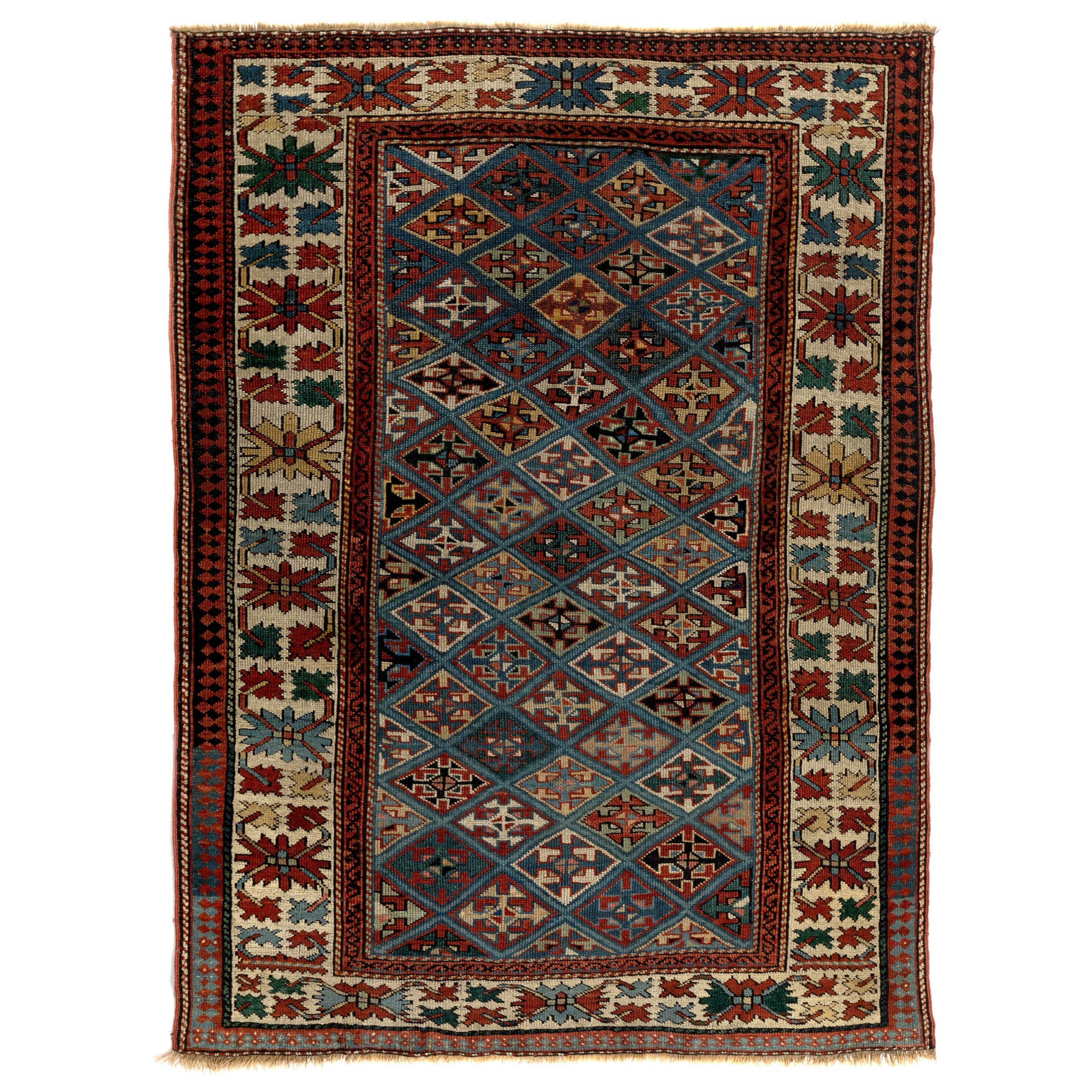 3,6x5 Fuß Antiker kaukasischer Schirwan-Teppich, um 1880