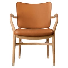 Chaise Vilhelm Lauritzen 'VLA61' en chêne, huile et cuir pour Carl Hansen & Son