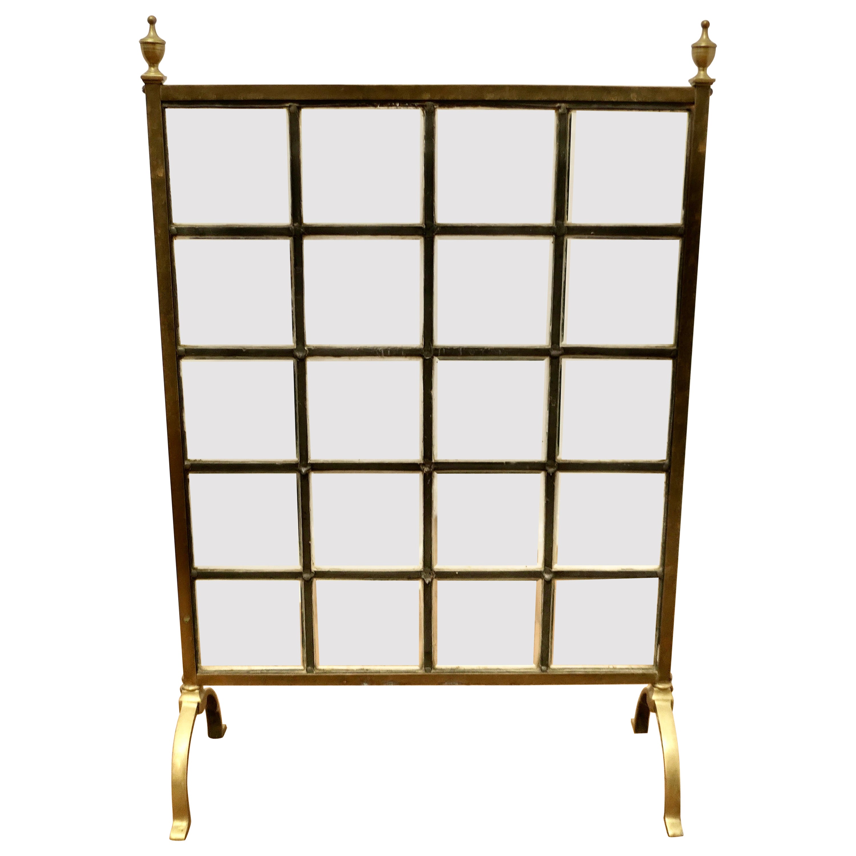 A Victorian Brass and Glass Art Nouveau Fire Screen    For Sale