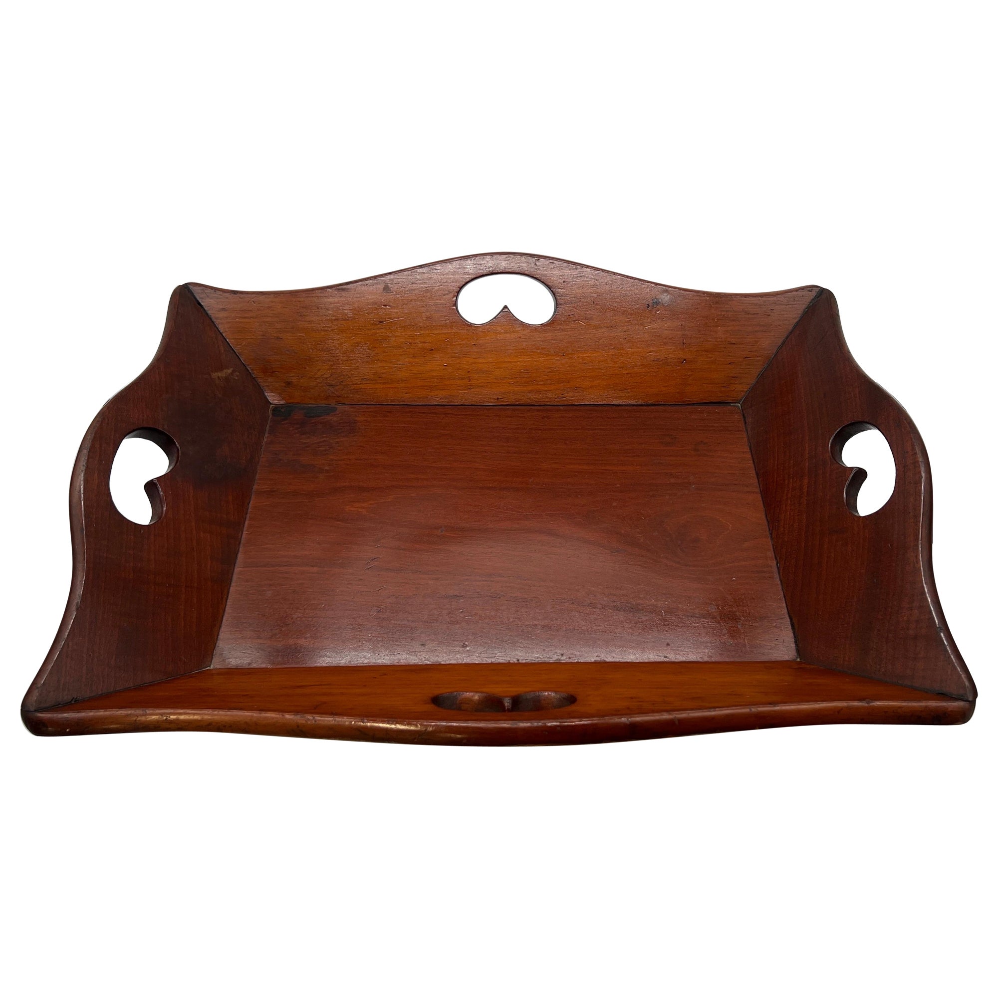 Rare Form - George III Mahogany Butler's Tray W/ Beveled Handles C. 1790 For Sale