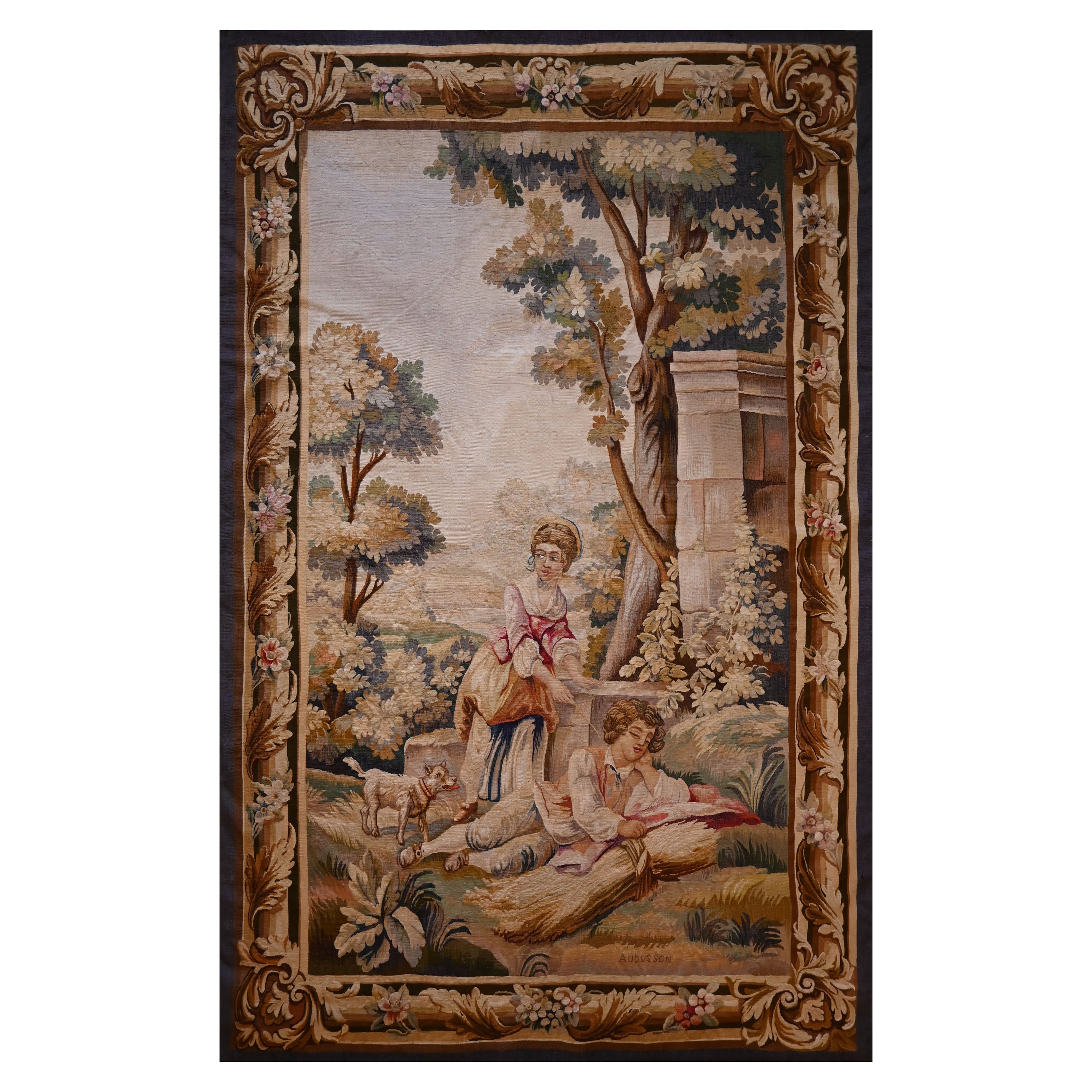 19th century Aubusson tapestry (rest after harvest) - N° 1323 For Sale
