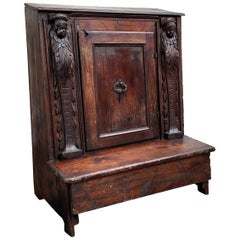 Antique Italian Carved Walnut Oratoire Prie Dieu Prayer Kneeler 