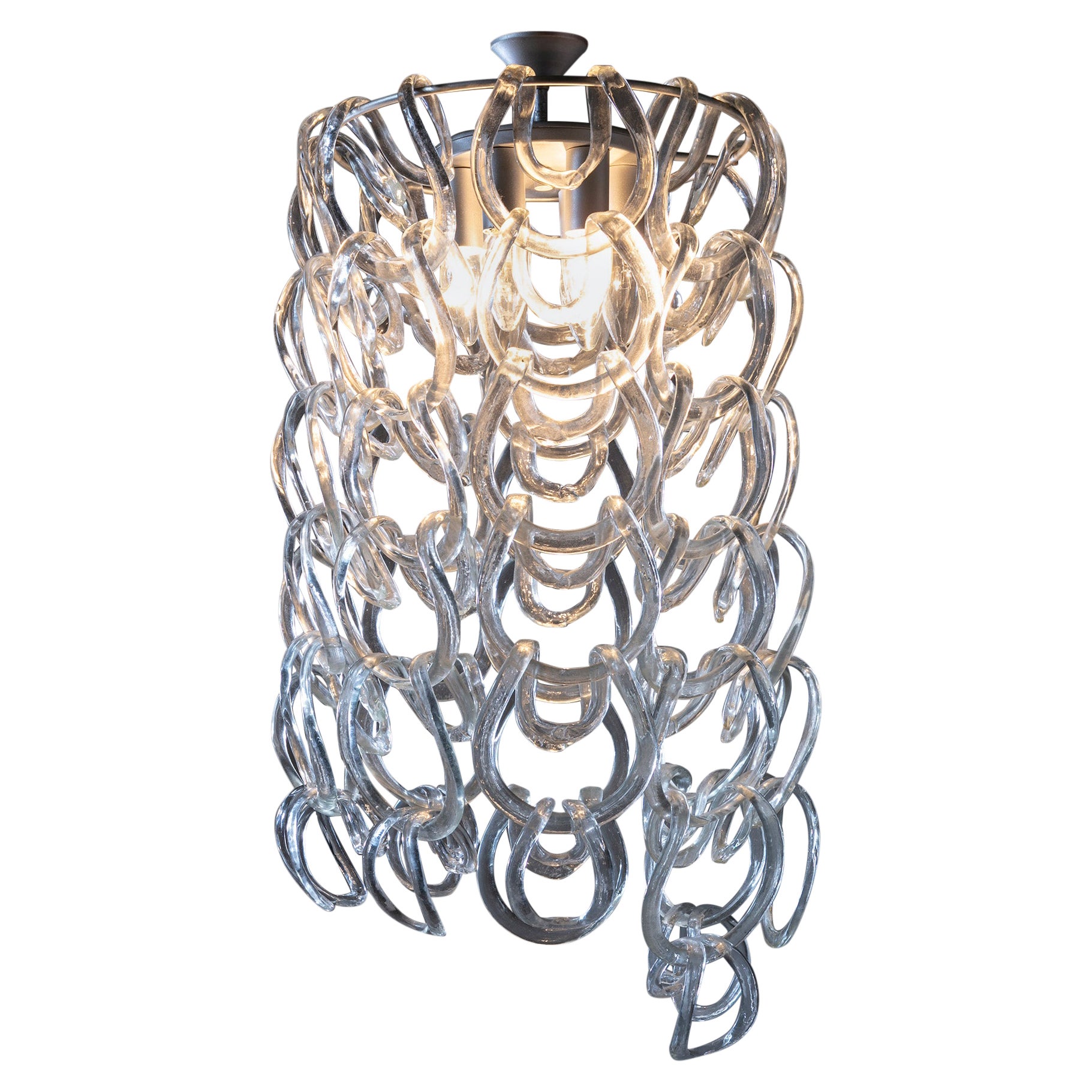 "Giogali" Murano Glass Chandelier by Angelo Mangiarotti for Vistosi, Italy, 1967 For Sale