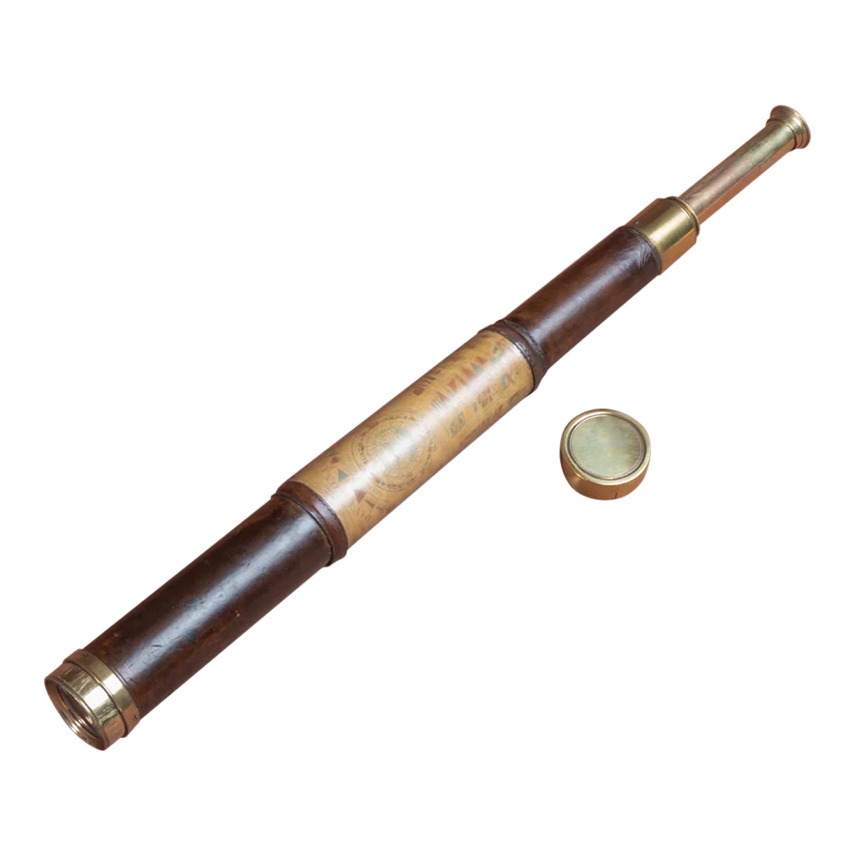 English Leather Covered Naval Telescope, circa 1850 For Sale