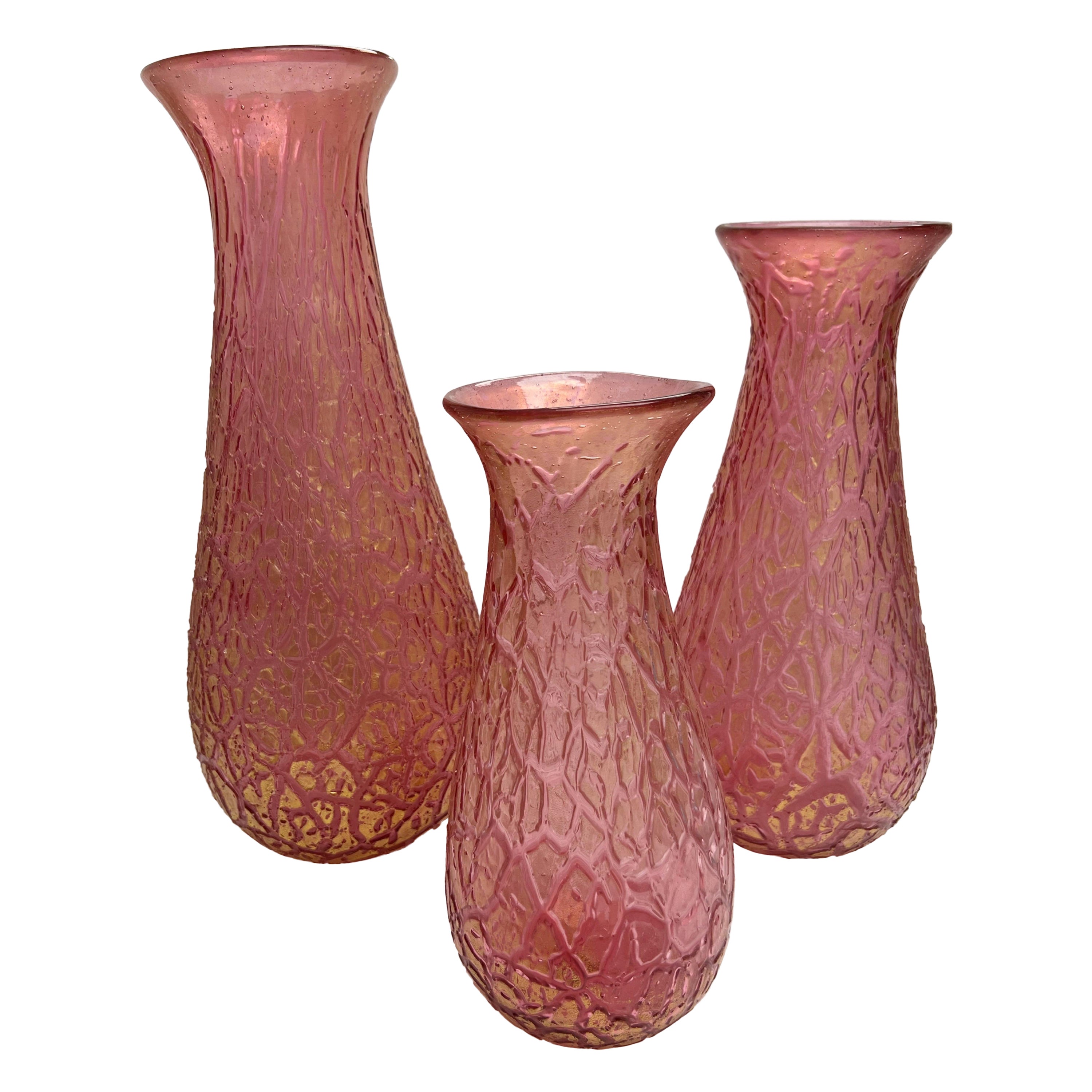 Enricco Cammozzo Murano Glass Set of 3 Large Vessels For Sale