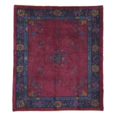 Antique Chinese Art Deco Rug, Maximalist Style Meets Sensual Decadence