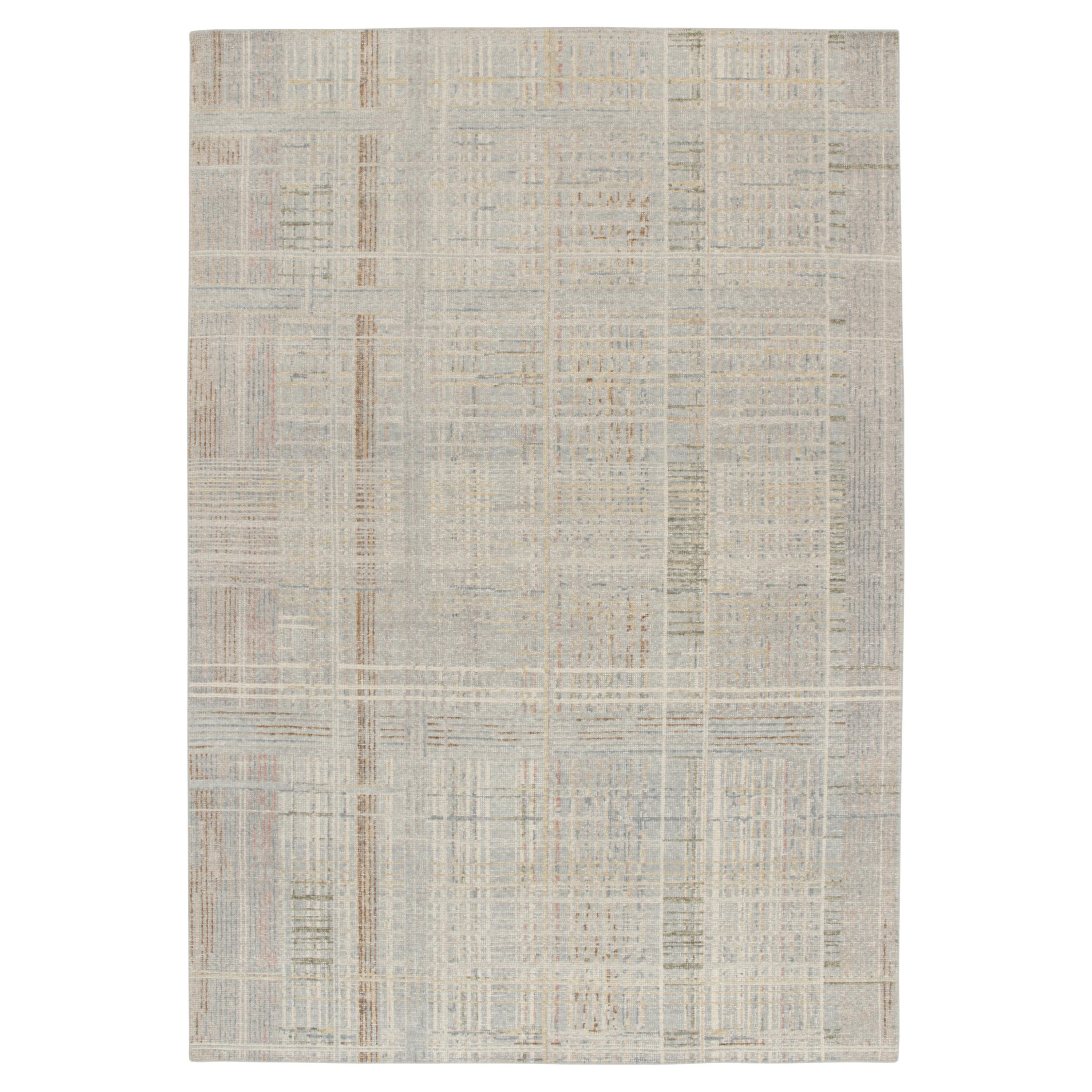 Rug & Kilim’s Distressed style Abstract Rug in Polychromatic Geometric Pattern For Sale