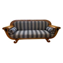 Northern Europe Biedermeier Birch Sofa with Ebonzied Wood details, Early 1900s