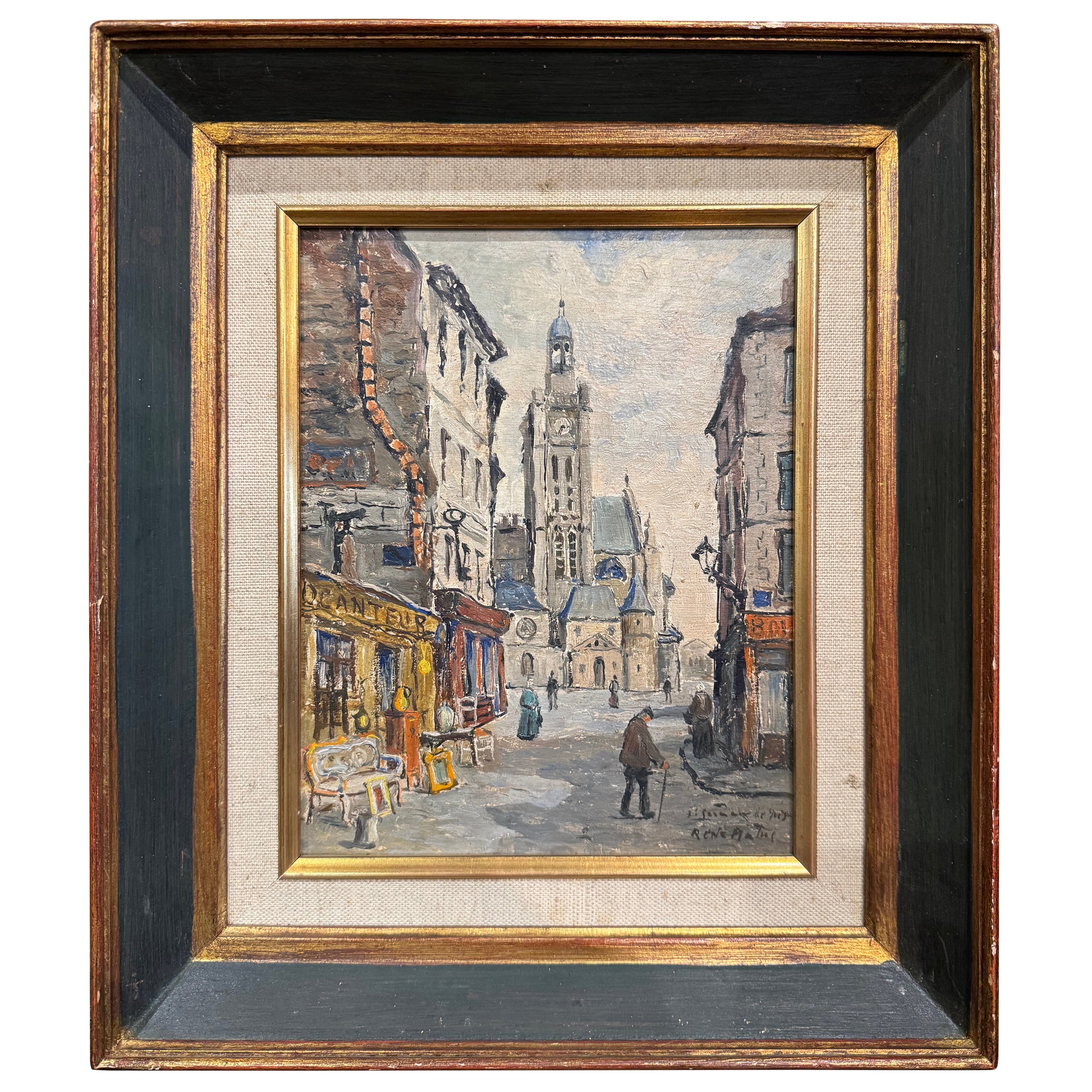 Early 20th Century French Parisian Street Oil Painting on Board Signed R. Malus For Sale