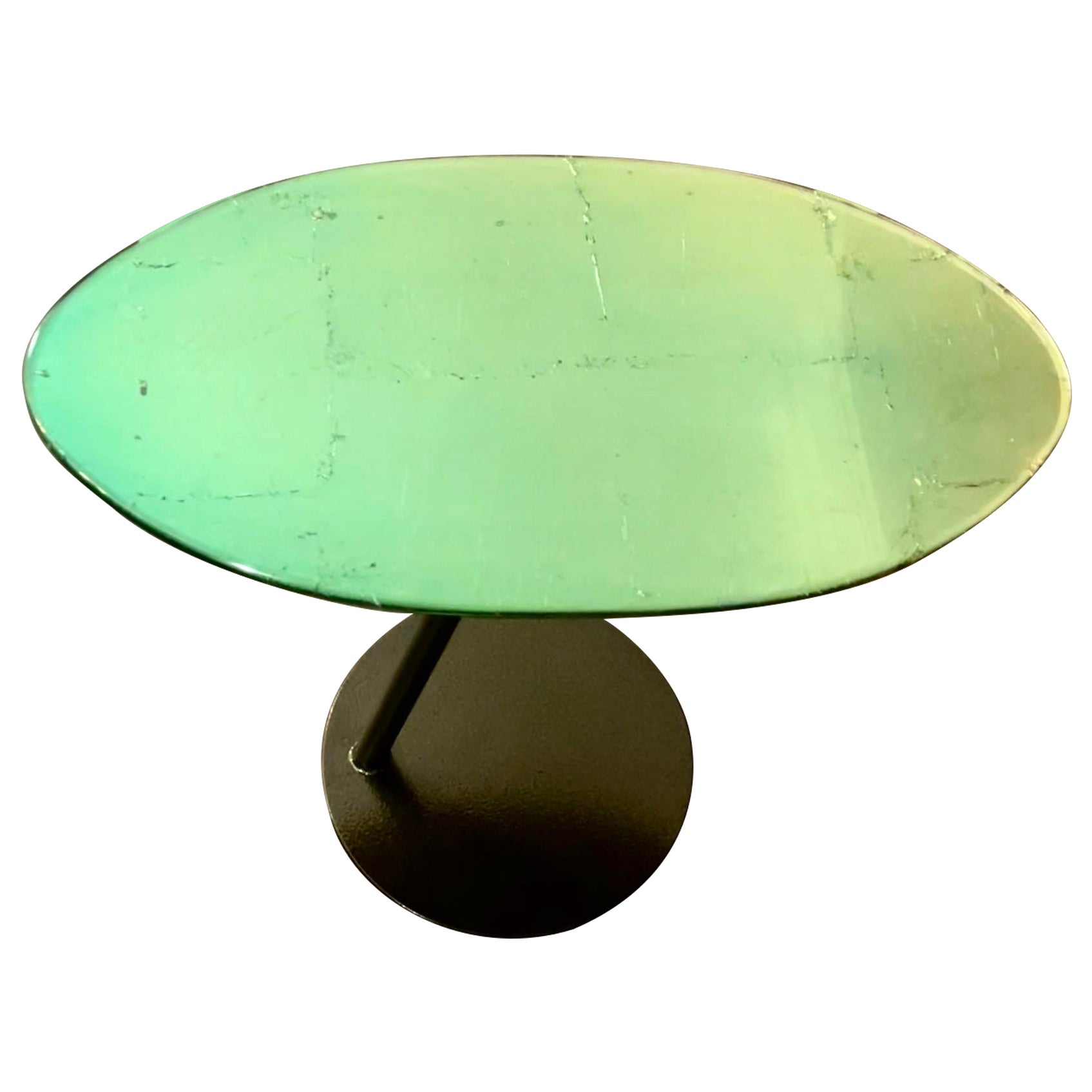 Rizo Getsumei Side Table In Artisanal Glass and Metal For Sale