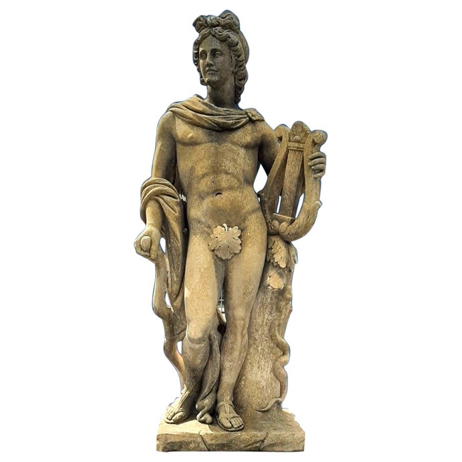  Italian Stone Garden Sculptures of Roman Mythological subject of Apollo For Sale