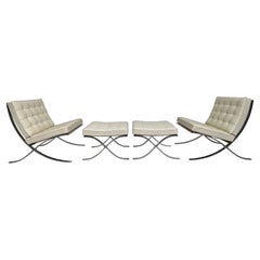 Vintage Pair of Barcelona Chairs and Ottomans by Mies van den Rohe for Knoll