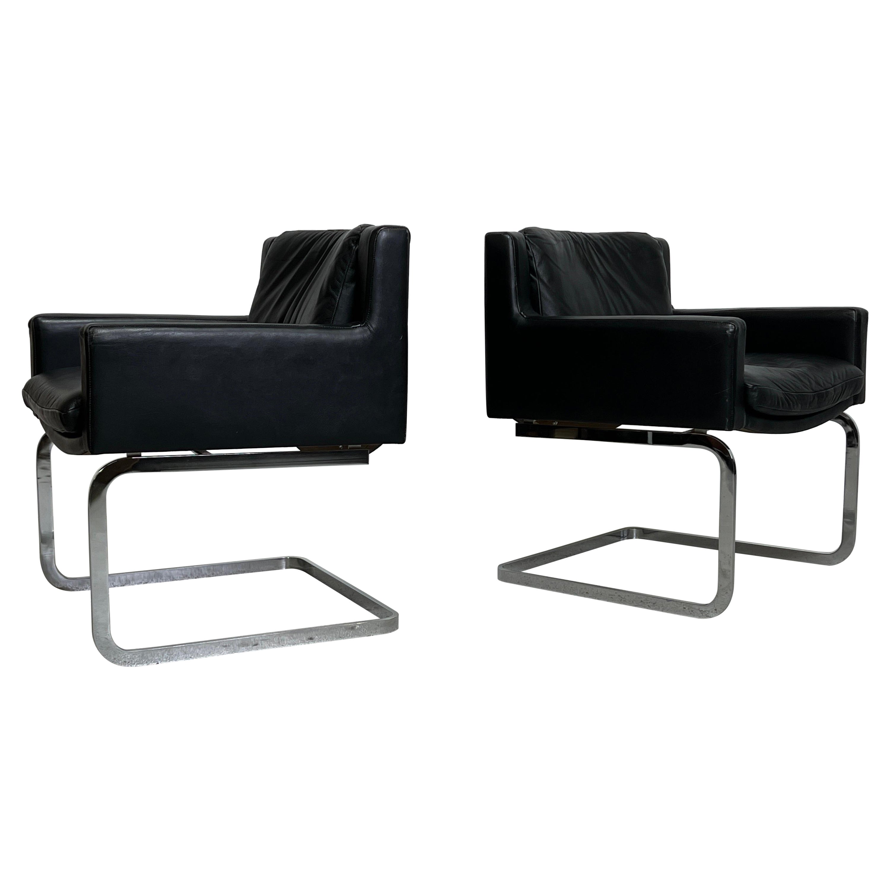 Pair of Leather Chairs by Robert Haussmann for Stendig For Sale