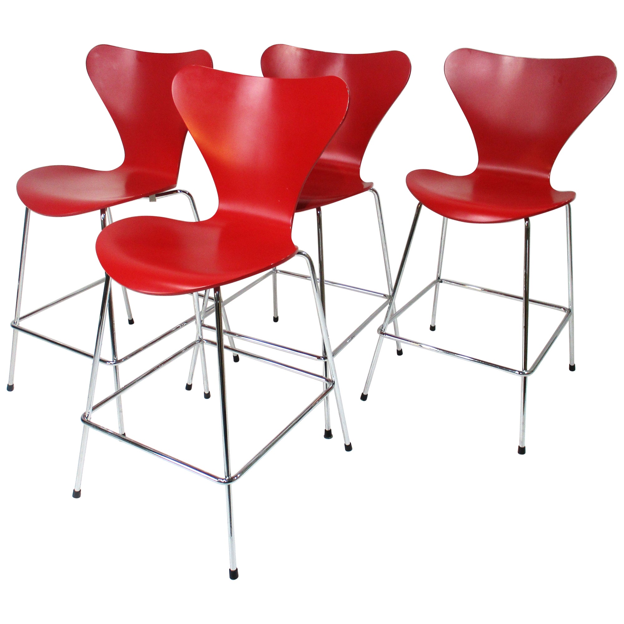 4 Arne Jacobsen Bar / Counter Stools for Fritz Hansen Denmark