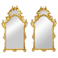 Pair of Late 19th Century Italian Rococo Giltwood Mirrors