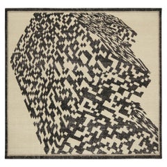 Tapis abstrait à motifs géométriques blancs et noirs de Rug & Kilim (style vieilli)