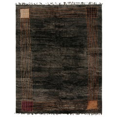 Alfombra marroquí de Rug & Kilim en negro con naranja estilo Art Déco