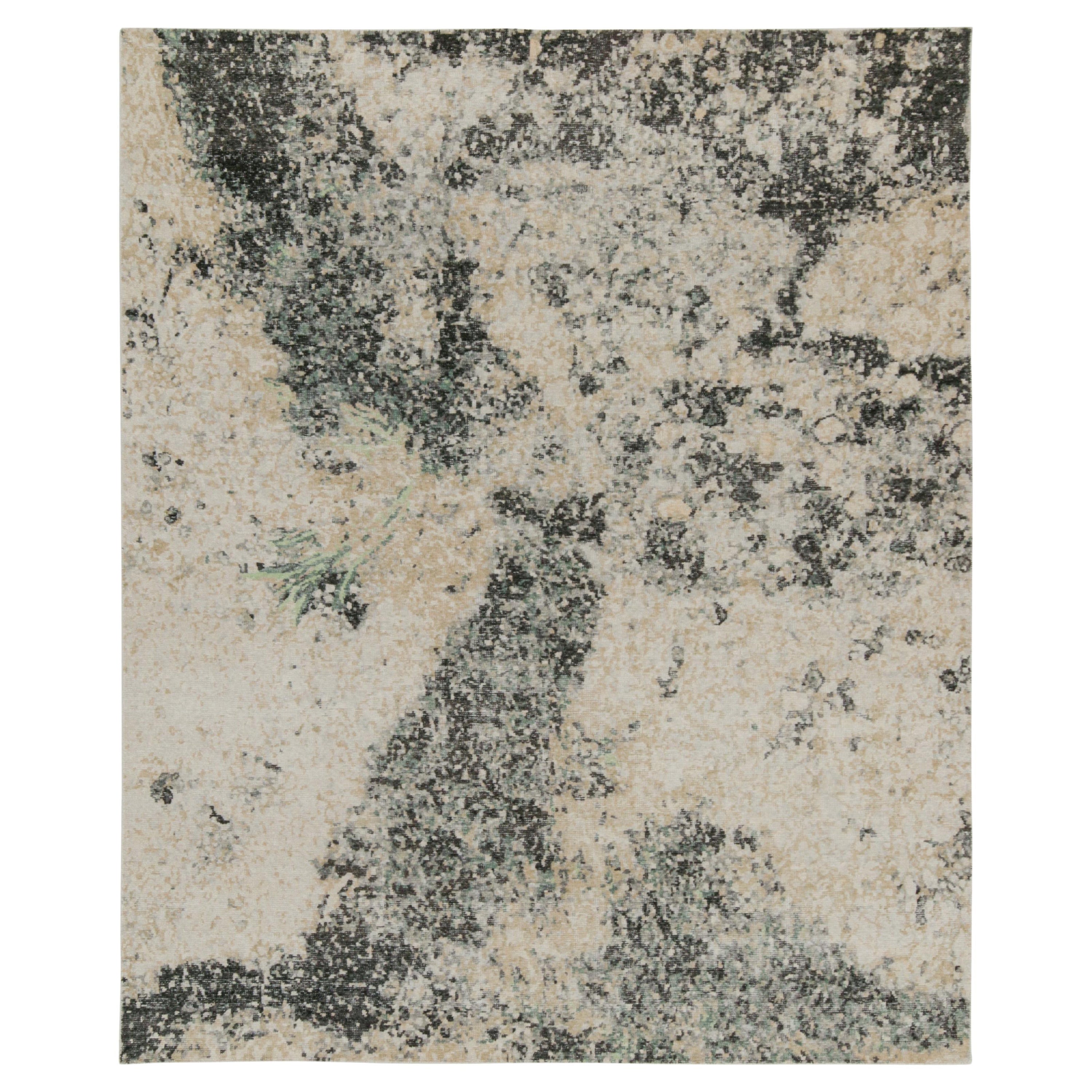 Alfombra abstracta estilo envejecido de Rug & Kilim en gris, beige y negro