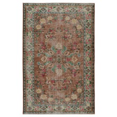 Vintage Zeki Muren rug in Brown, with All-Over Floral patterns from Rug & Kilim
