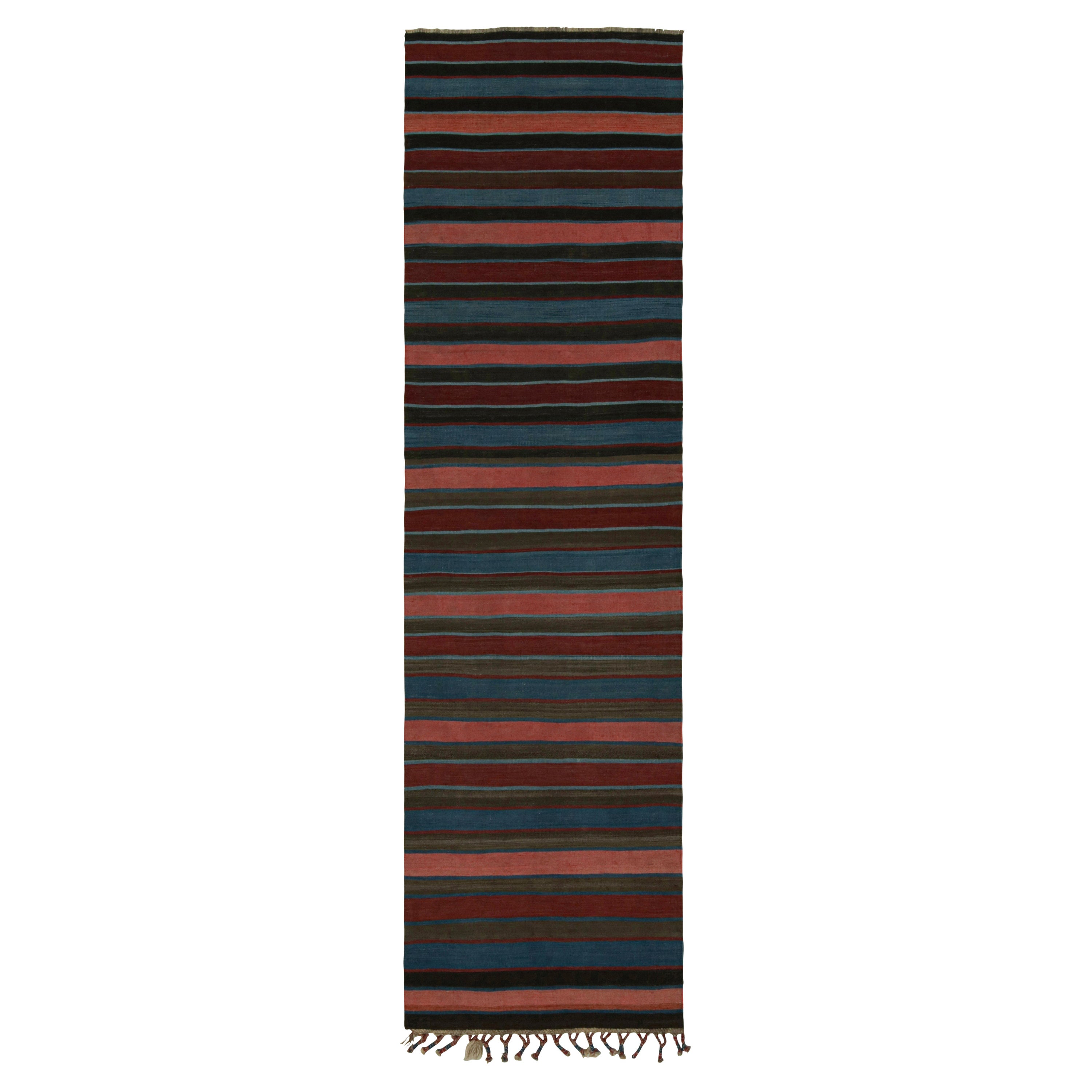 Vintage Afghani tribal Kilim runner rug, with Stripes, from Rug & Kilim For Sale